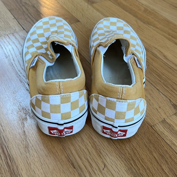 Unisex yellow checkered classic Vans, men sz 5.5 women sz 7 - Picture 3 of 6